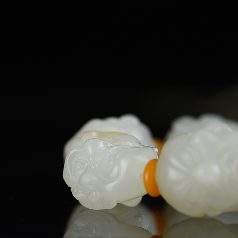 新疆籽料和田白玉十八罗汉手串-红掌柜