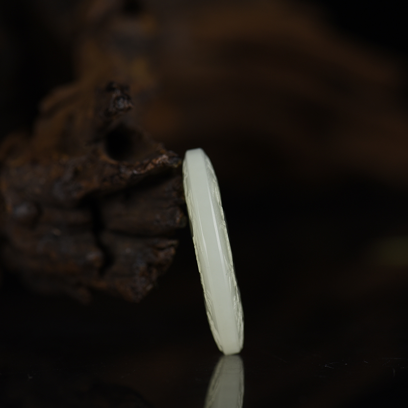 天然山料和田白玉平安扣吊坠-红掌柜