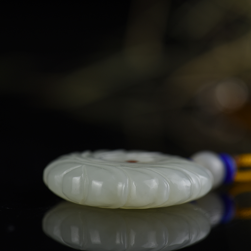 山料和田白玉莲花吊坠-红掌柜