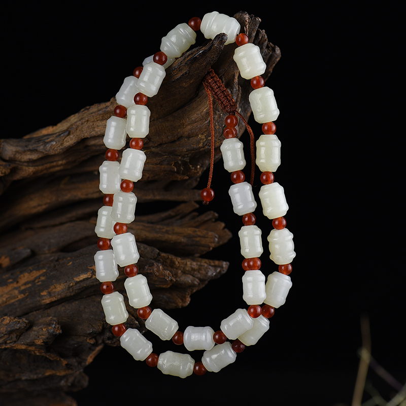 新疆天然山料和田白玉福禄项链-红掌柜