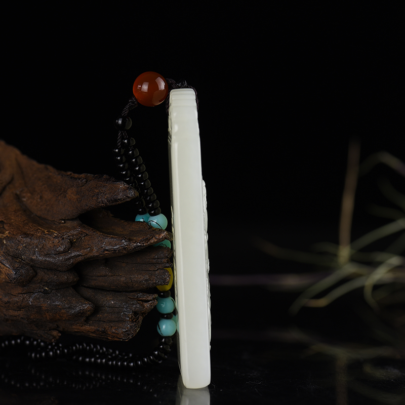 新疆和田白玉忠义千秋吊坠-红掌柜