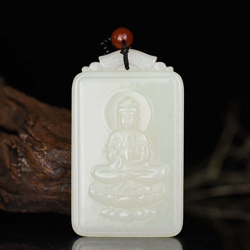 山料和田白玉普度众生吊坠-红掌柜