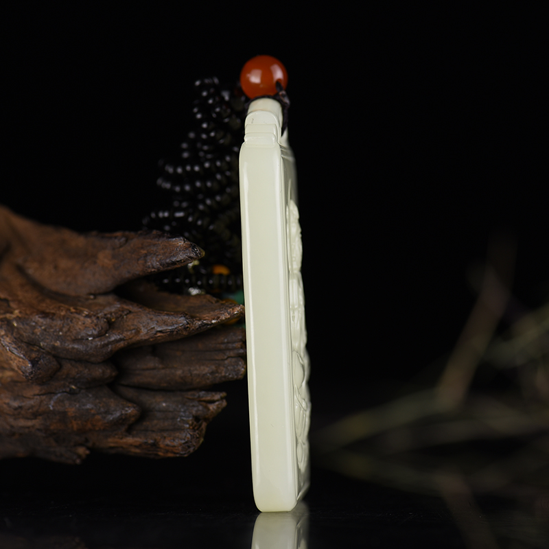 天然和田白玉普度众生吊坠-红掌柜