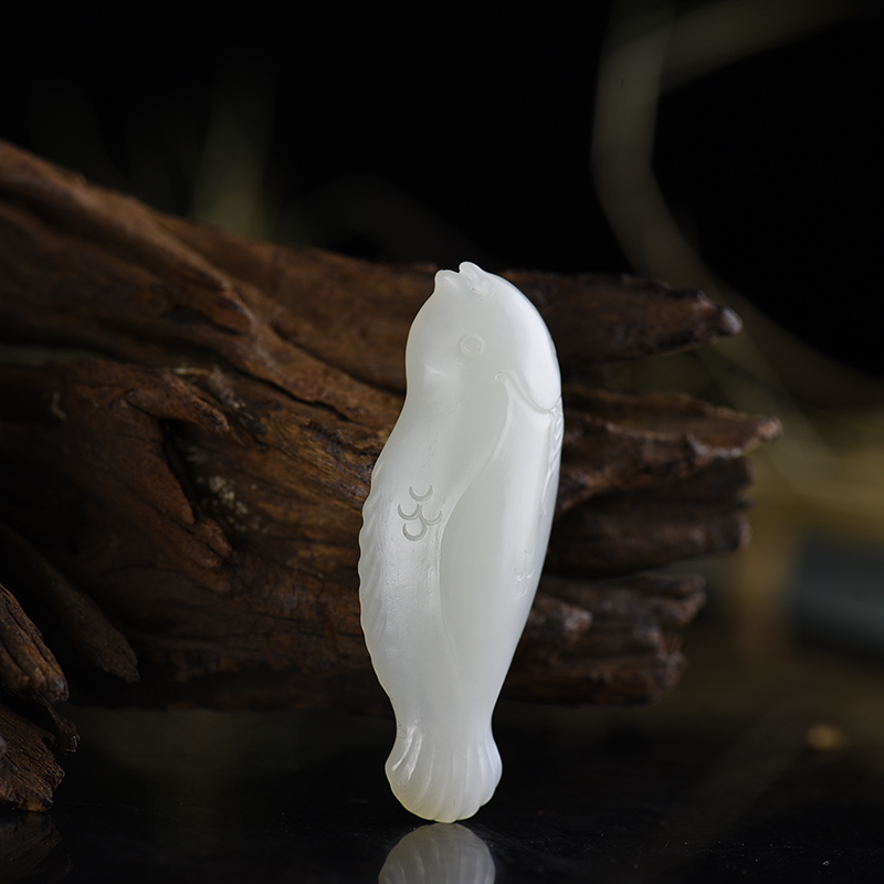 和田白玉争上游吊坠-红掌柜