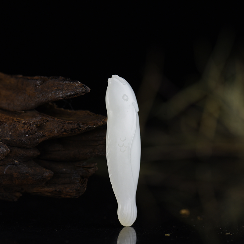 天然和田白玉争上游吊坠-红掌柜