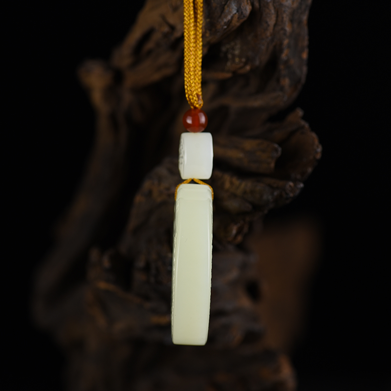 天然和田白玉平安寿福吊坠-红掌柜