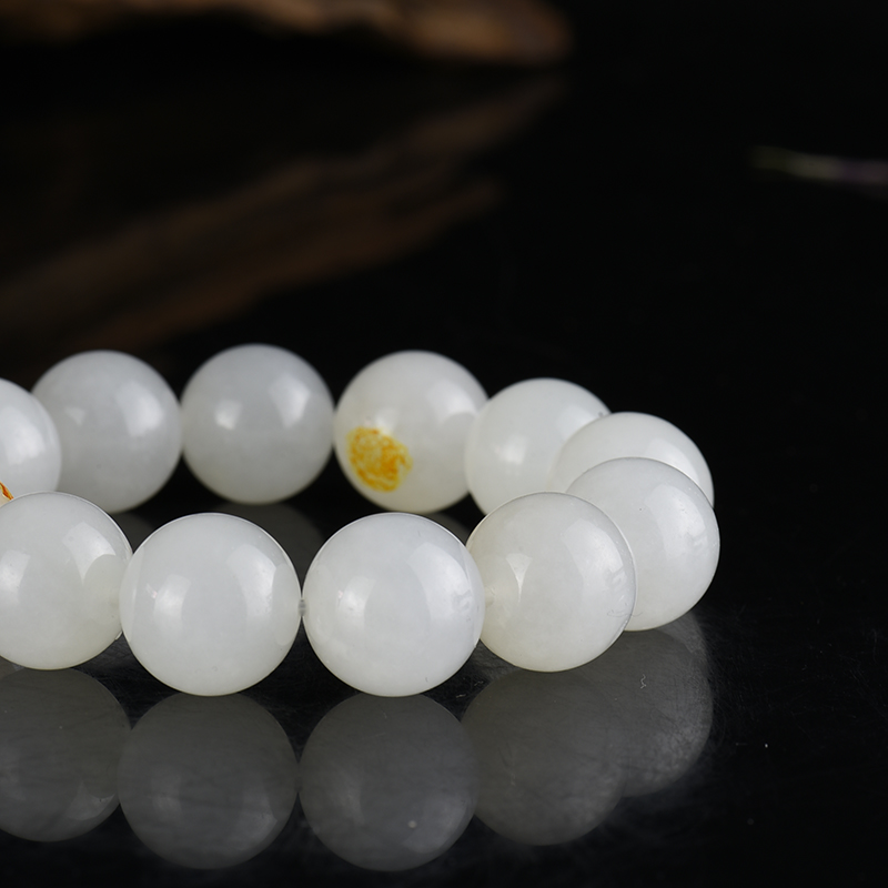 山料和田白玉圆珠单圈手串-红掌柜