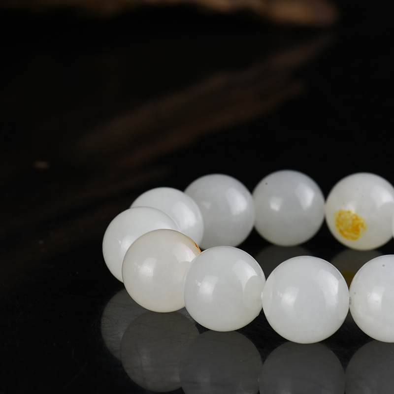 和田白玉圆珠单圈手串-红掌柜