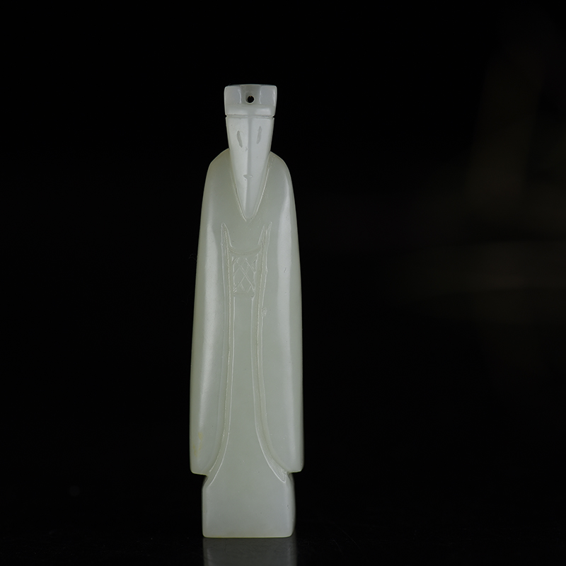 新疆天然籽料和田白玉翁仲吊坠-红掌柜