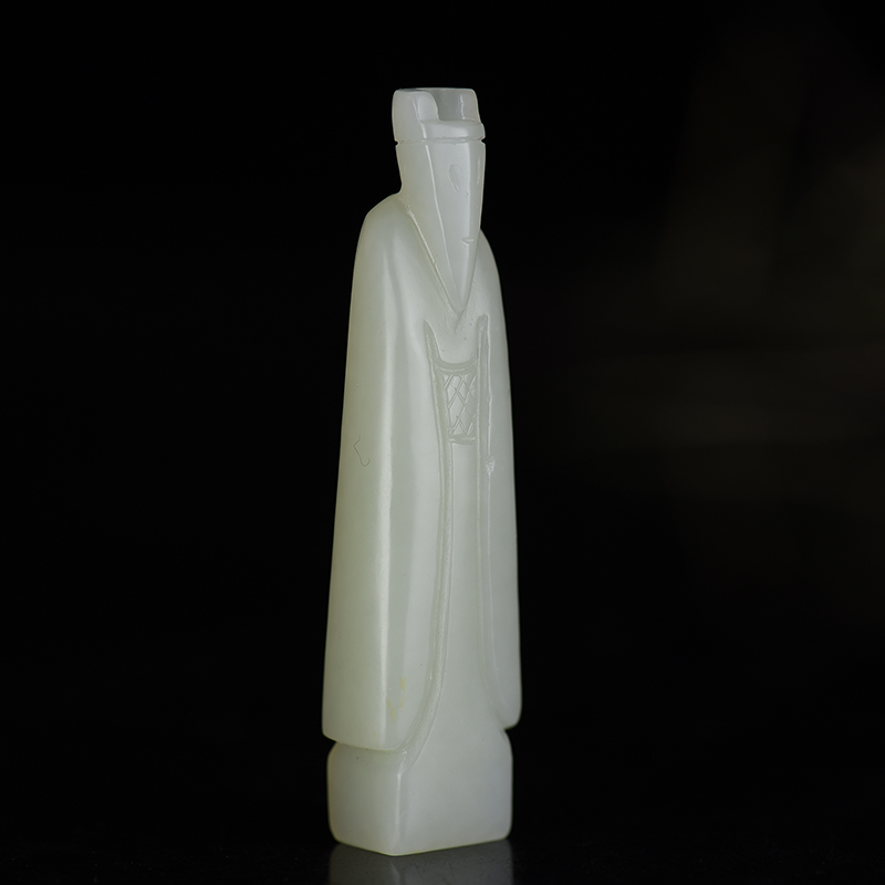 天然籽料和田白玉翁仲吊坠-红掌柜