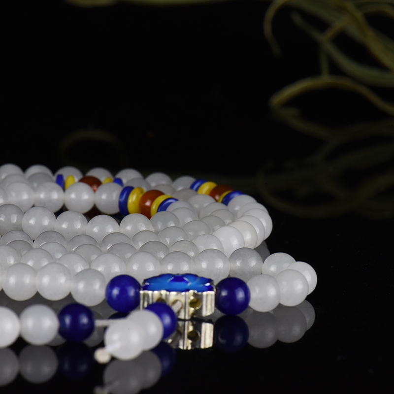 和田白玉108佛珠多圈手串-红掌柜