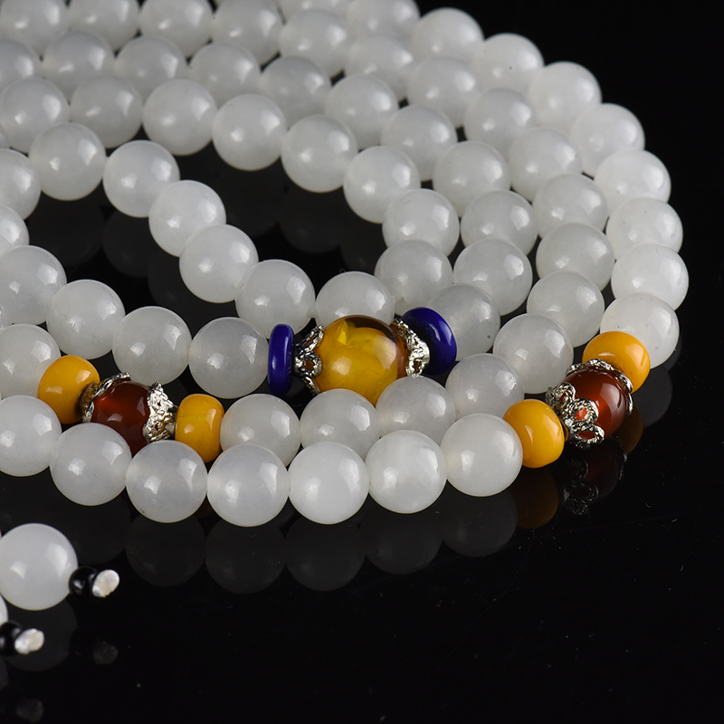 和田玉108佛珠多圈手串-红掌柜