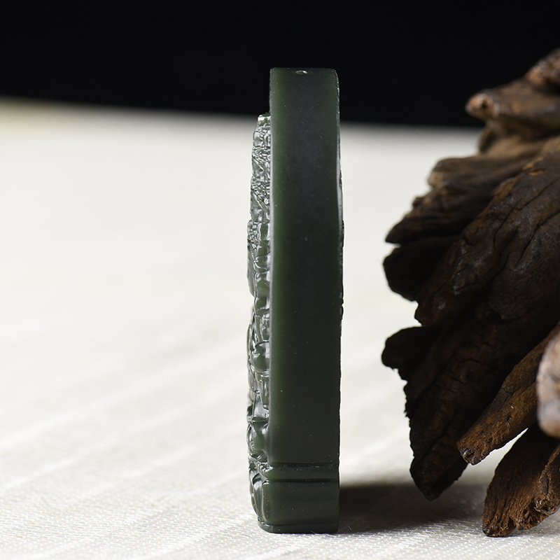 和田深青玉观音吊坠-红掌柜