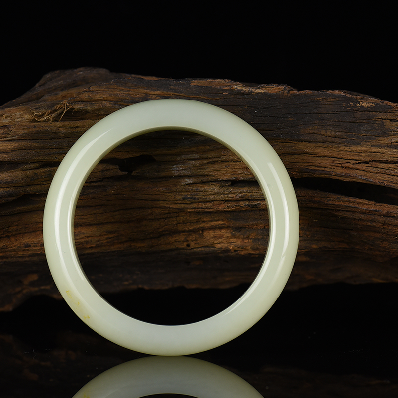 新疆天然山料和田青白玉扁镯-红掌柜