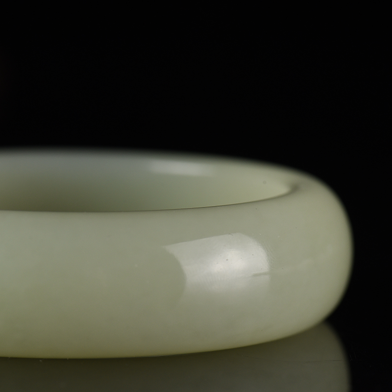 天然山料和田青白玉扁镯-红掌柜