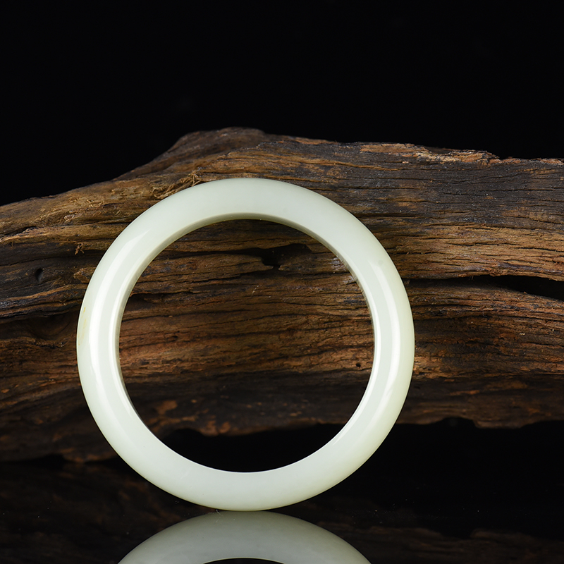 新疆天然山料和田青白玉扁镯-红掌柜