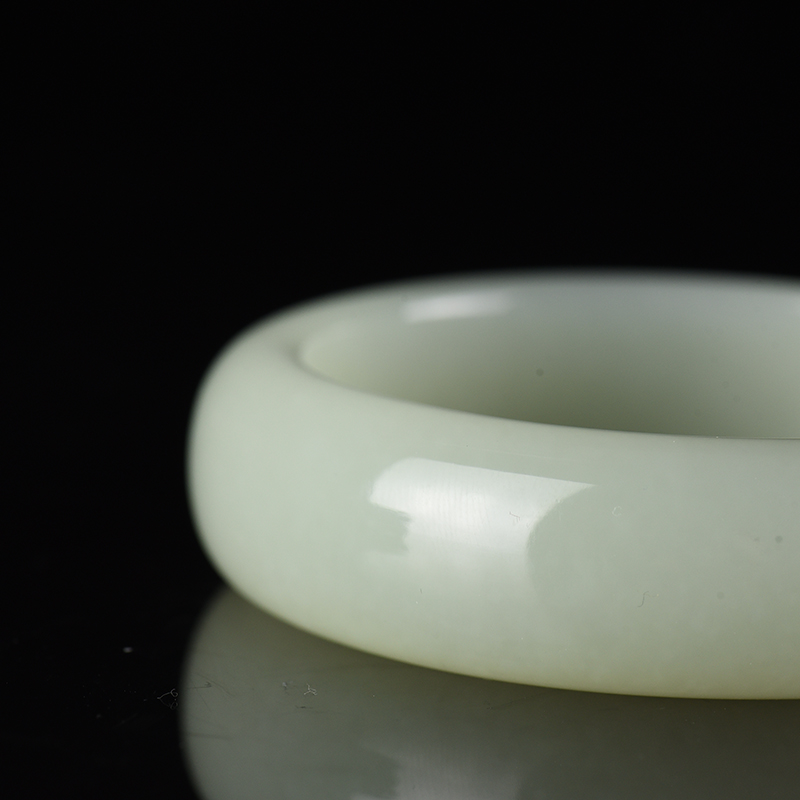 天然山料和田青白玉扁镯-红掌柜