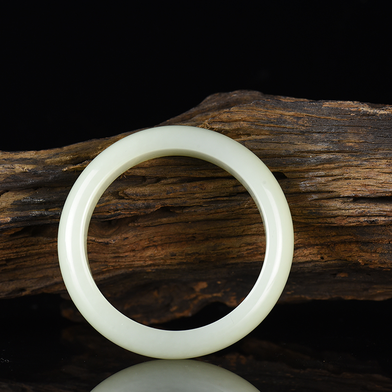 新疆天然和田青白玉扁镯-红掌柜