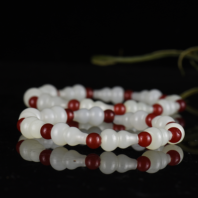 和田白玉福禄手串-红掌柜