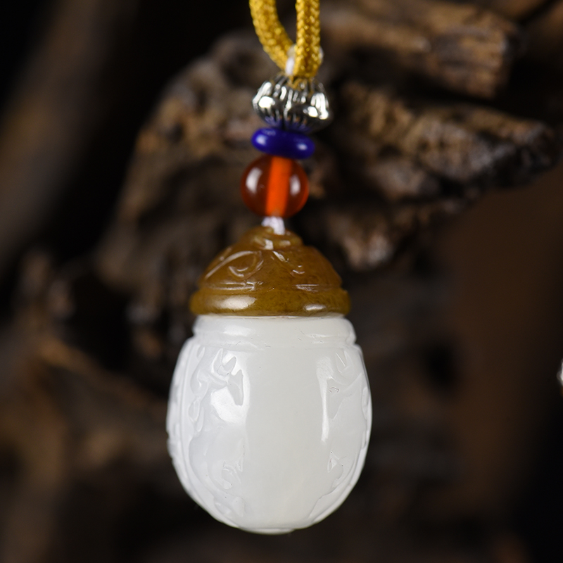 山料和田白玉香囊吊坠-红掌柜