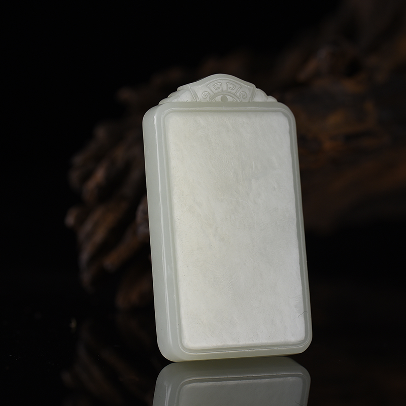 天然山料和田白玉无事牌吊坠-红掌柜