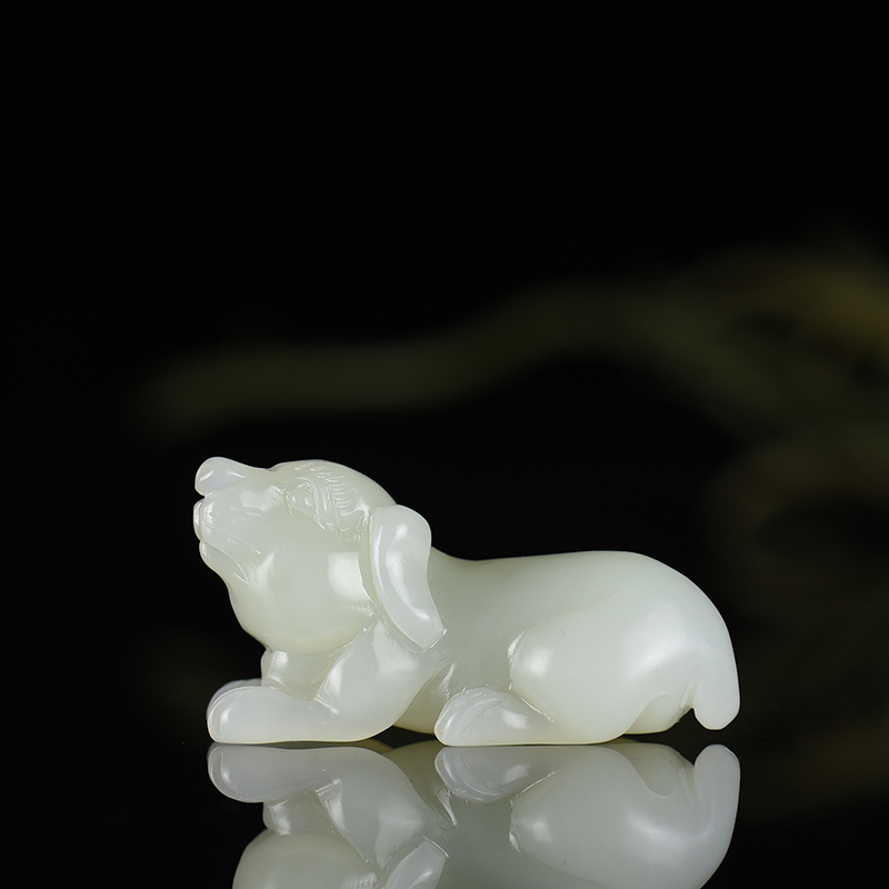 天然山料和田白玉戌狗吊坠-红掌柜