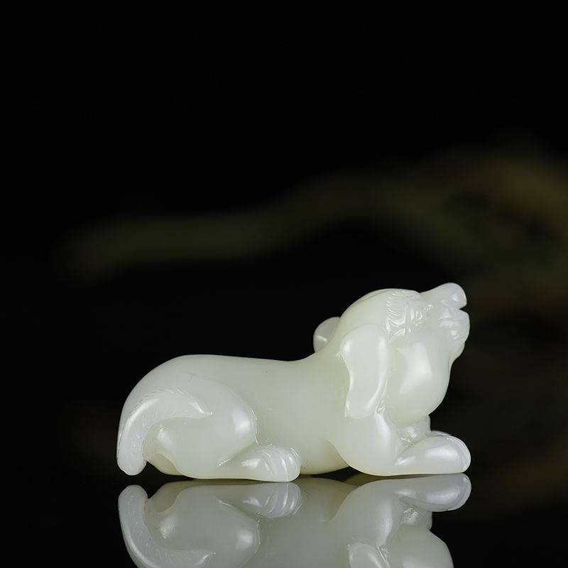 新疆山料和田白玉戌狗吊坠-红掌柜