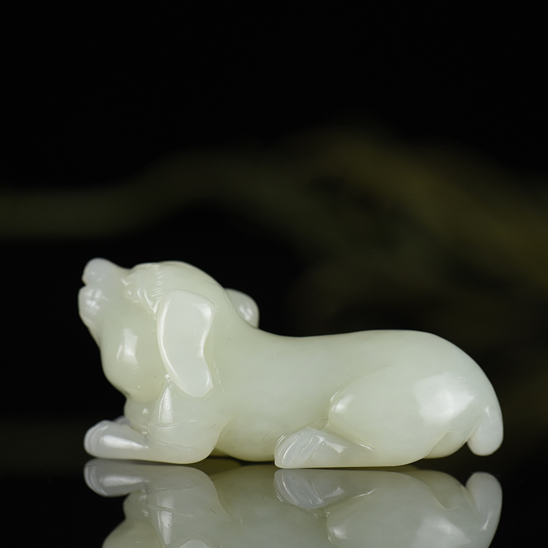 天然山料和田白玉戌狗吊坠-红掌柜