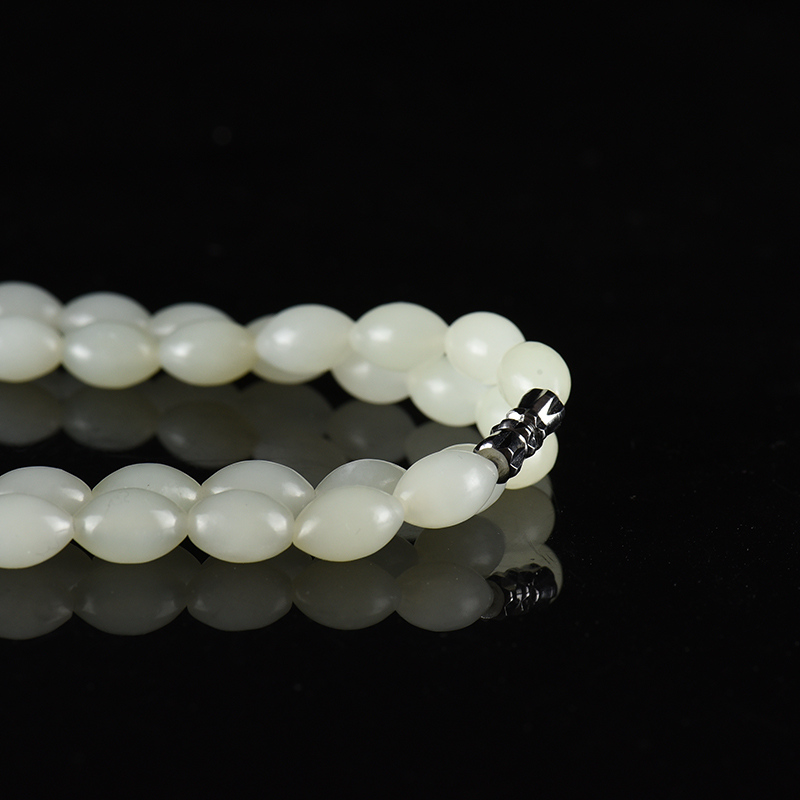 和田白玉米粒项链-红掌柜