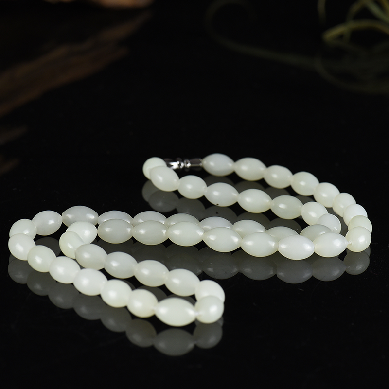 籽料和田白玉米粒项链-红掌柜