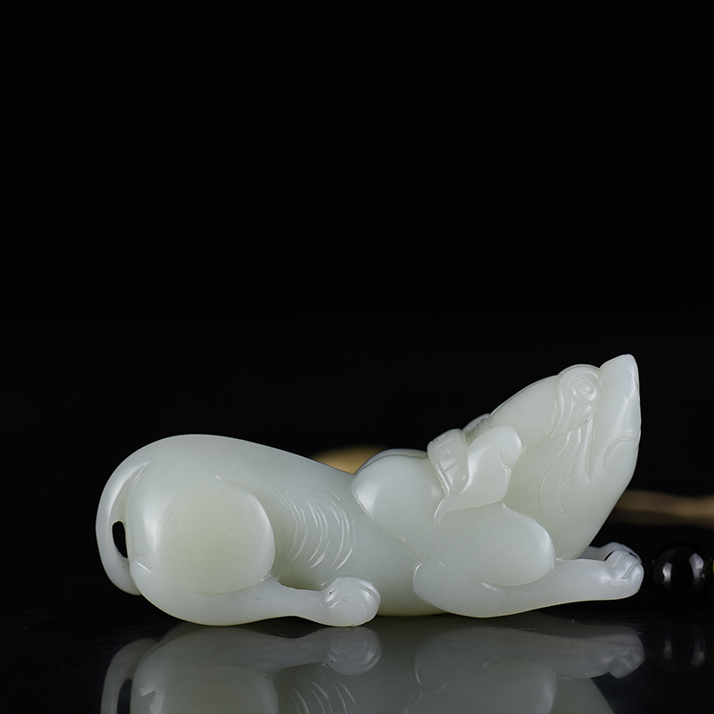 天然山料和田白玉旺财两用款-红掌柜