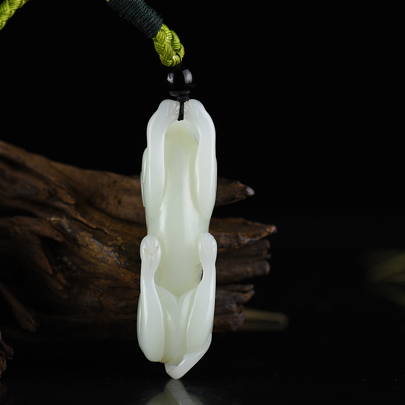 新疆天然和田白玉旺财两用款-红掌柜