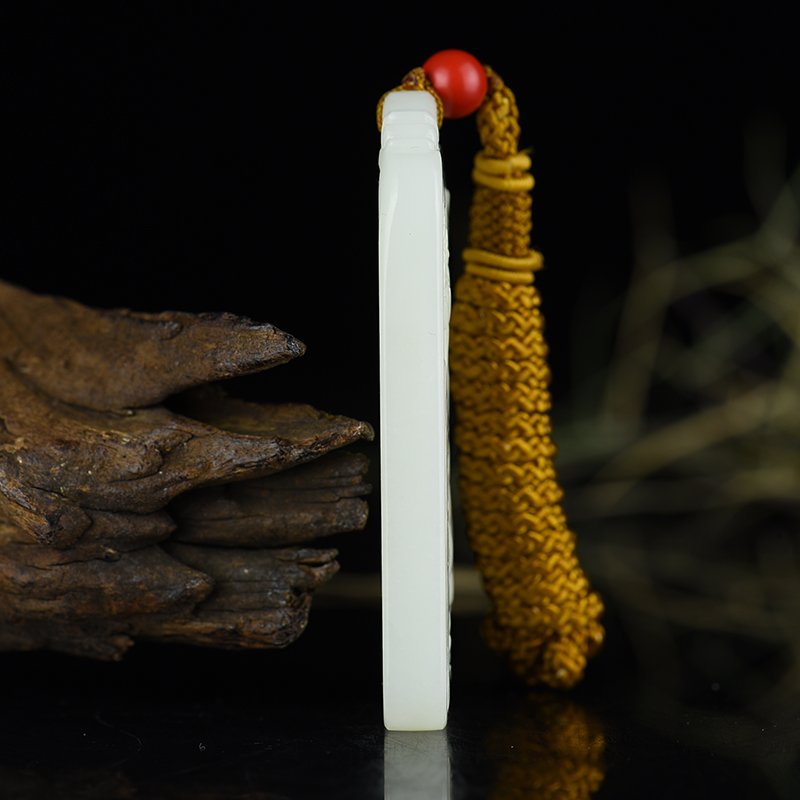 和田白玉金玉满堂吊坠-红掌柜