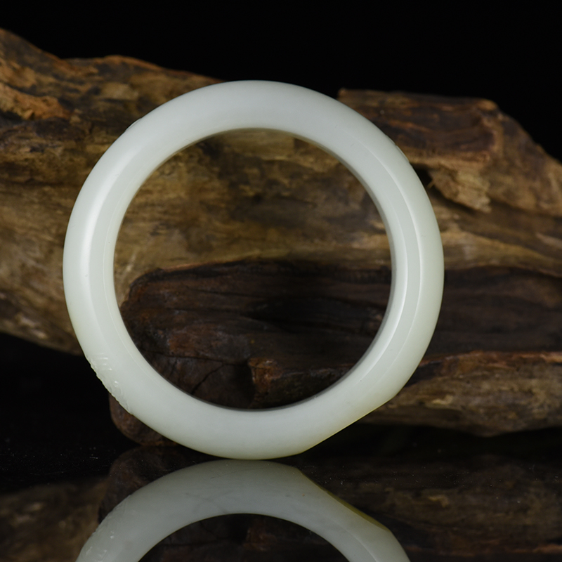 新疆天然籽料和田白玉扁镯-红掌柜