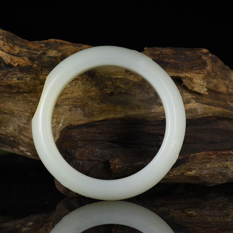 新疆天然和田白玉扁镯-红掌柜