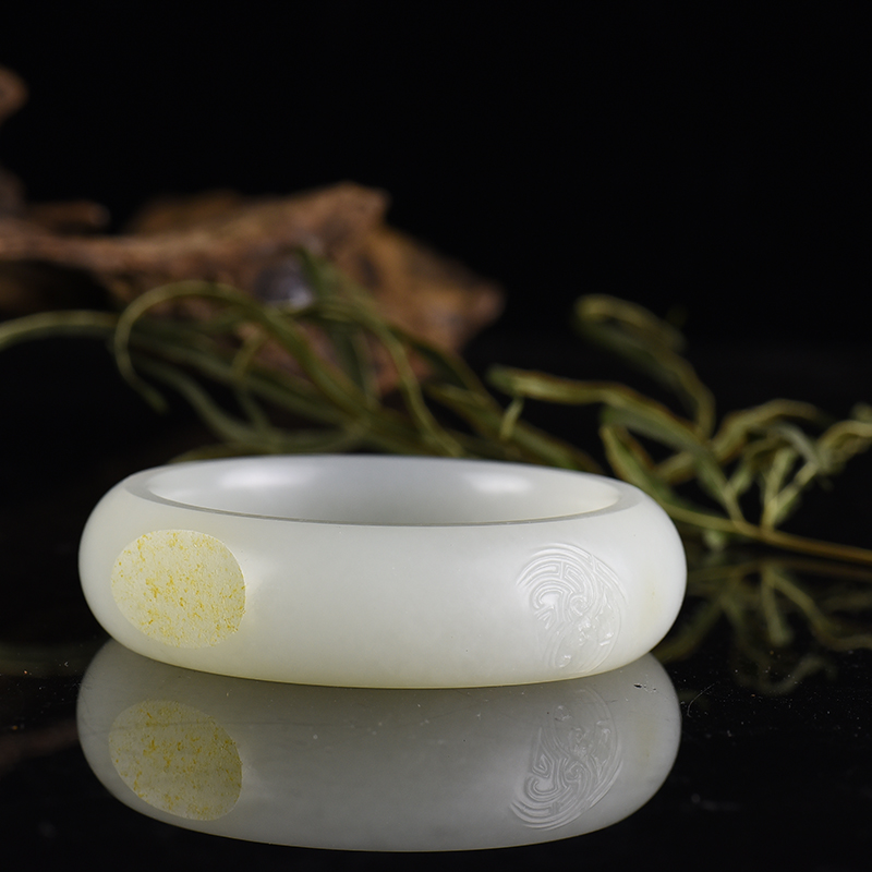 和田白玉扁镯-红掌柜