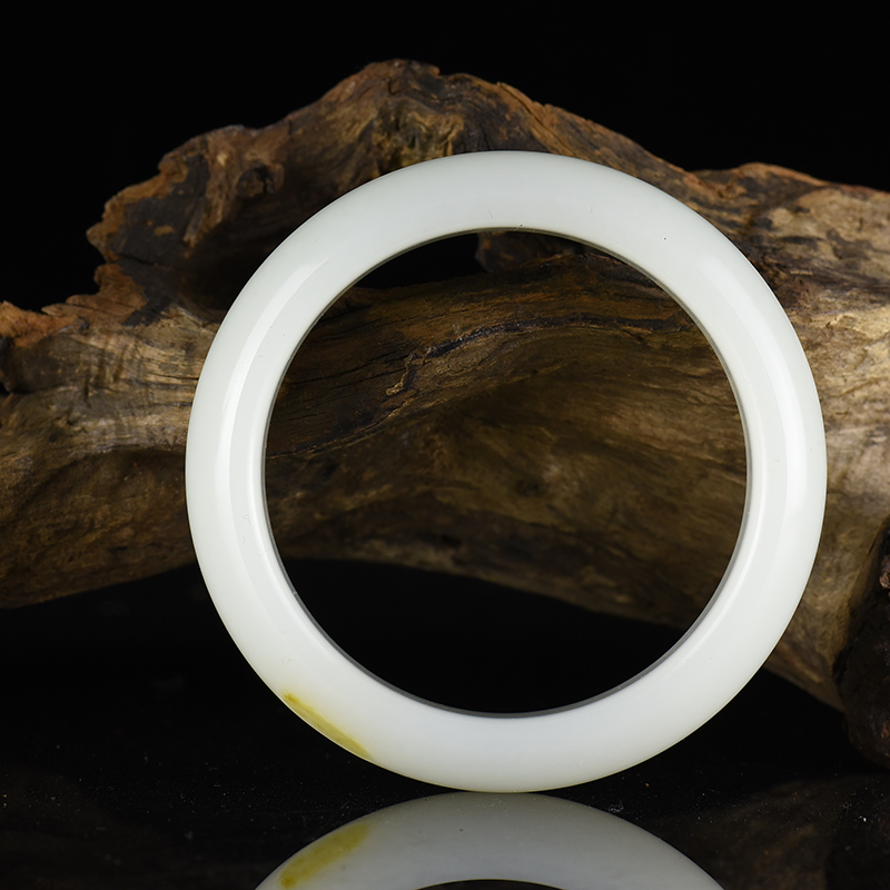 新疆天然籽料和田白玉扁镯-红掌柜