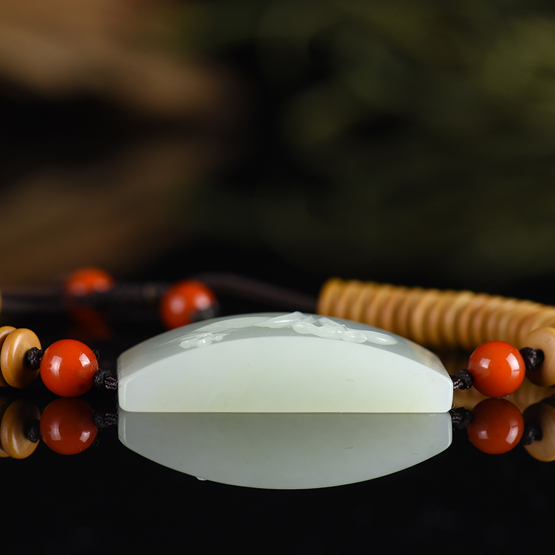 新疆和田白玉蝶恋花单圈手串-红掌柜