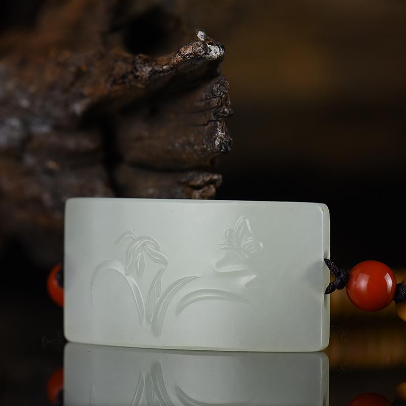 天然籽料和田白玉单圈手串-红掌柜