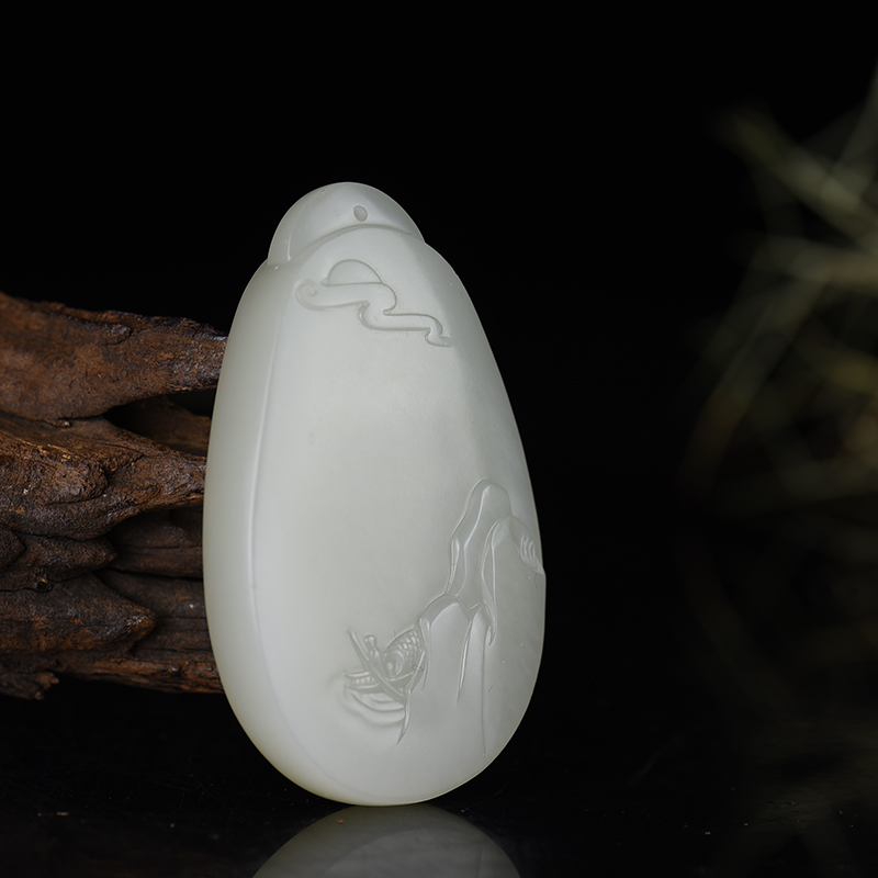 和田白玉山水之间吊坠-红掌柜