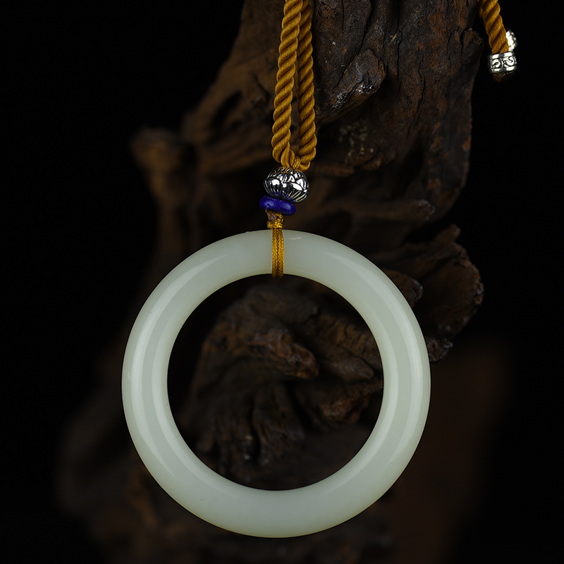 新疆天然山料和田白玉四季平安环吊坠-红掌柜