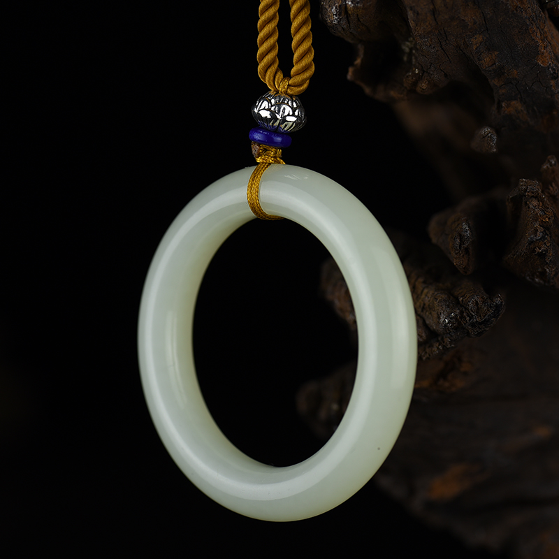 新疆山料和田白玉四季平安环吊坠-红掌柜