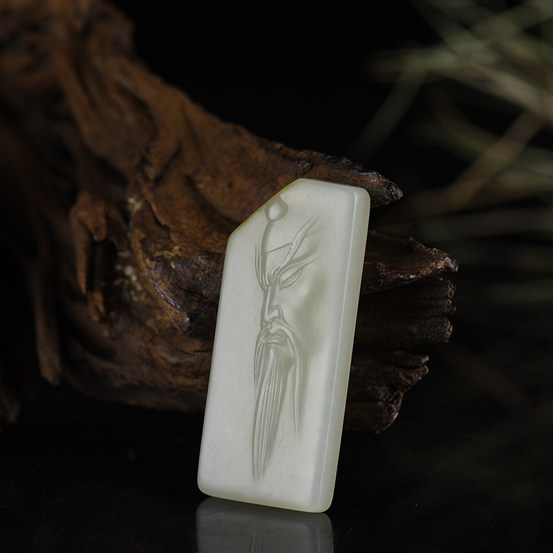 籽料和田玉关公吊坠-红掌柜