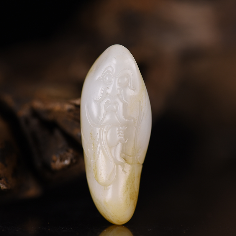 籽料和田白玉寿星吊坠-红掌柜