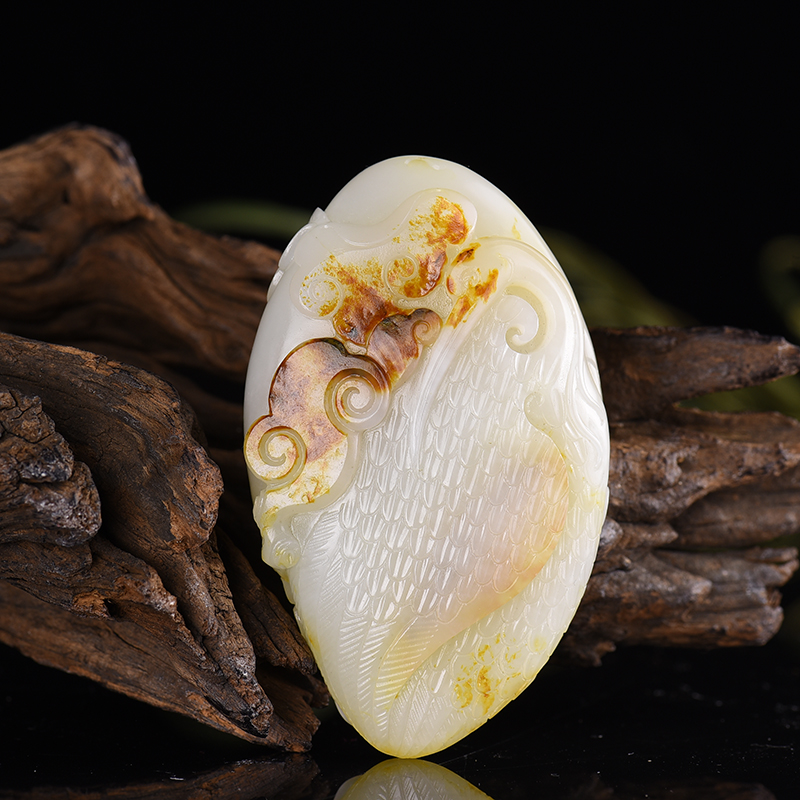 籽料和田白玉一路如意吊坠-红掌柜