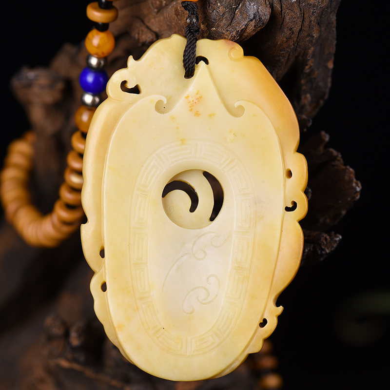 籽料和田黄沁鸡心佩吊坠-红掌柜