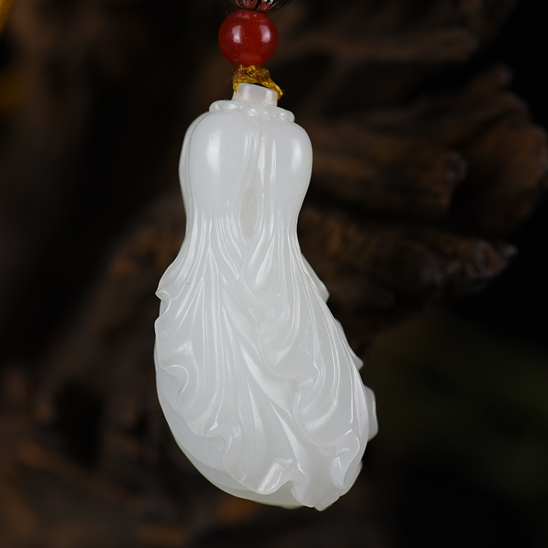 籽料和田羊脂白玉摆财吊坠-红掌柜