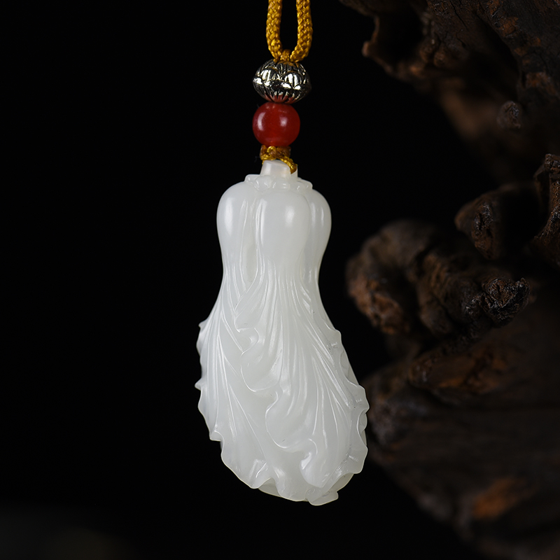 籽料和田羊脂白玉吊坠-红掌柜