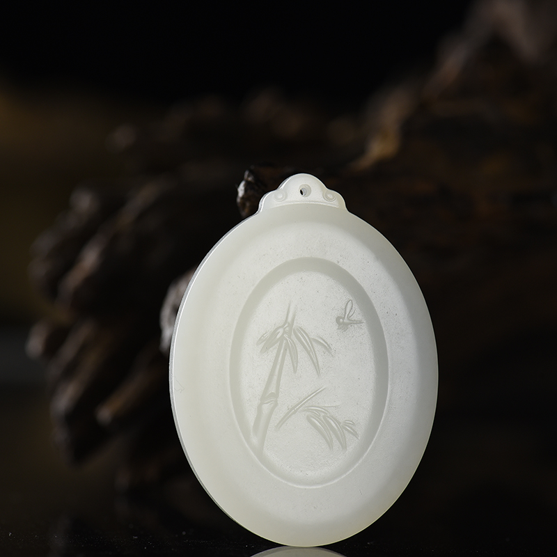 天然山料和田羊脂白玉力争上游吊坠-红掌柜