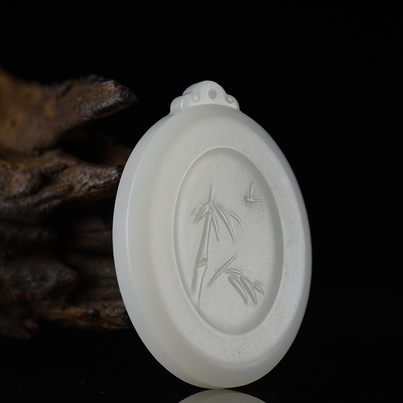 新疆山料和田羊脂白玉力争上游吊坠-红掌柜